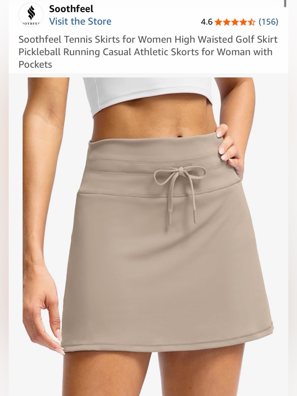 Soothfeel Athletic High-Waist Skort in Taupe